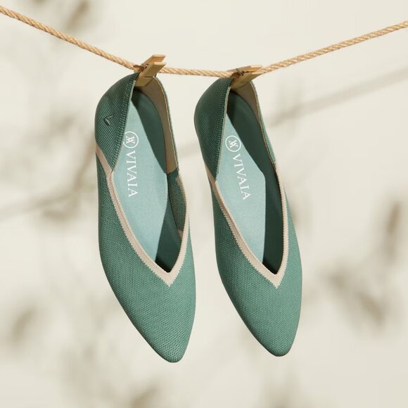 Vivaia Pointed Toe Ballet Flats Vienna Slip On In Knit Comfortable Balletcore 40 - Picture 2 of 10